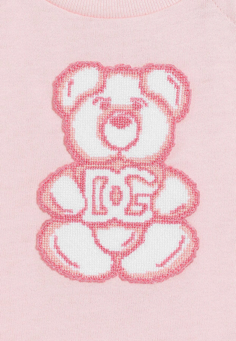 Dolce & Gabbana Kids Baby Girls Bear Patch T-shirt Pink L2JTOS G7O1I F0662