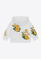 Dolce & Gabbana Kids Baby Girls Rose Print Zip-Up Hoodie L2JW9X G7K6R HA3VO White