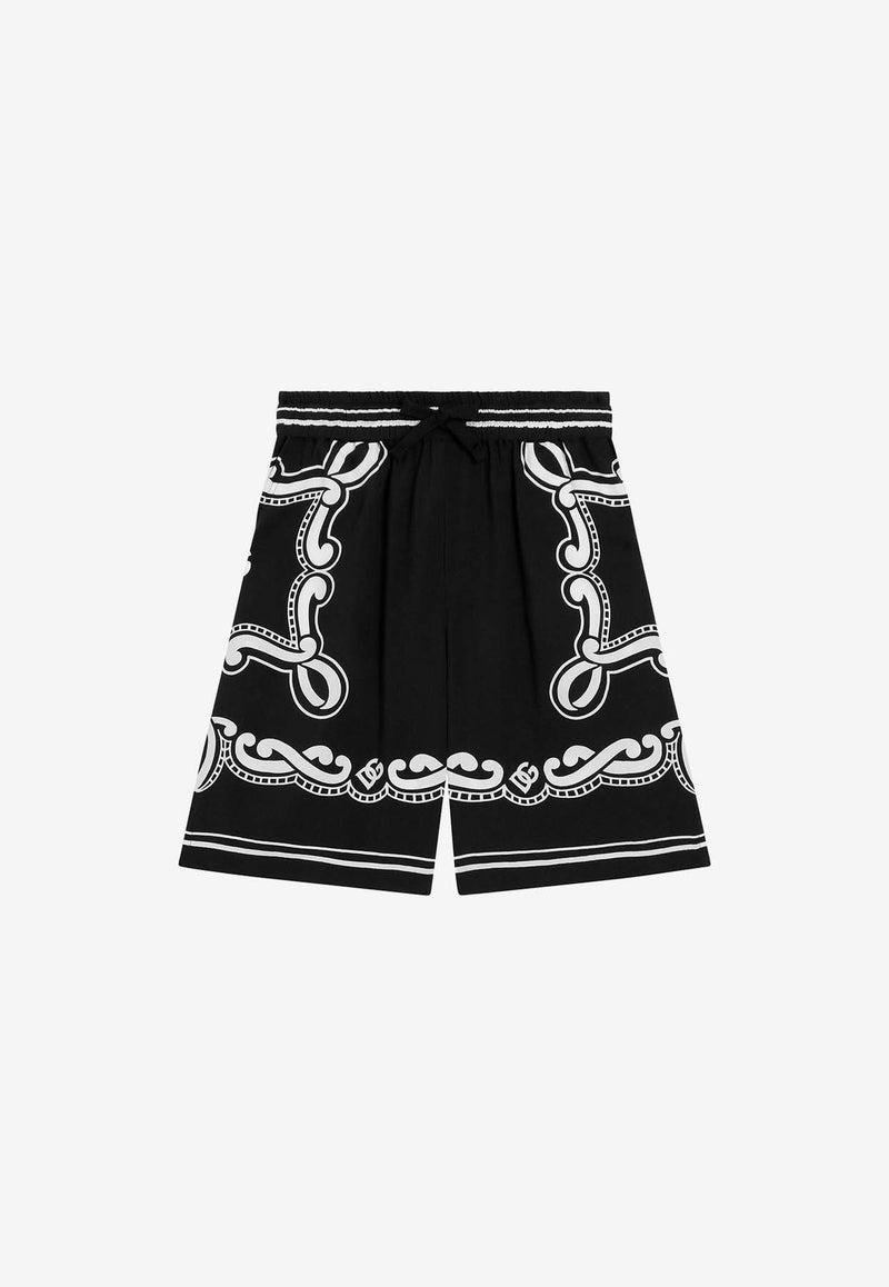 Dolce & Gabbana Kids Boys Bandanna Print Shorts Black L43Q48 FP8F7 HN9RA