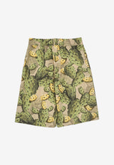 Dolce & Gabbana Kids Boys Cactus Print Drawstring Shorts Green L43Q54 HS5UD HA5XN