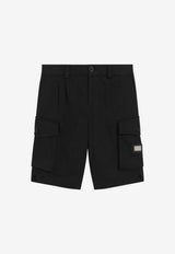 Dolce & Gabbana Kids Boys Logo Tag Cargo Shorts Black L43Q70 FUFL3 N0000