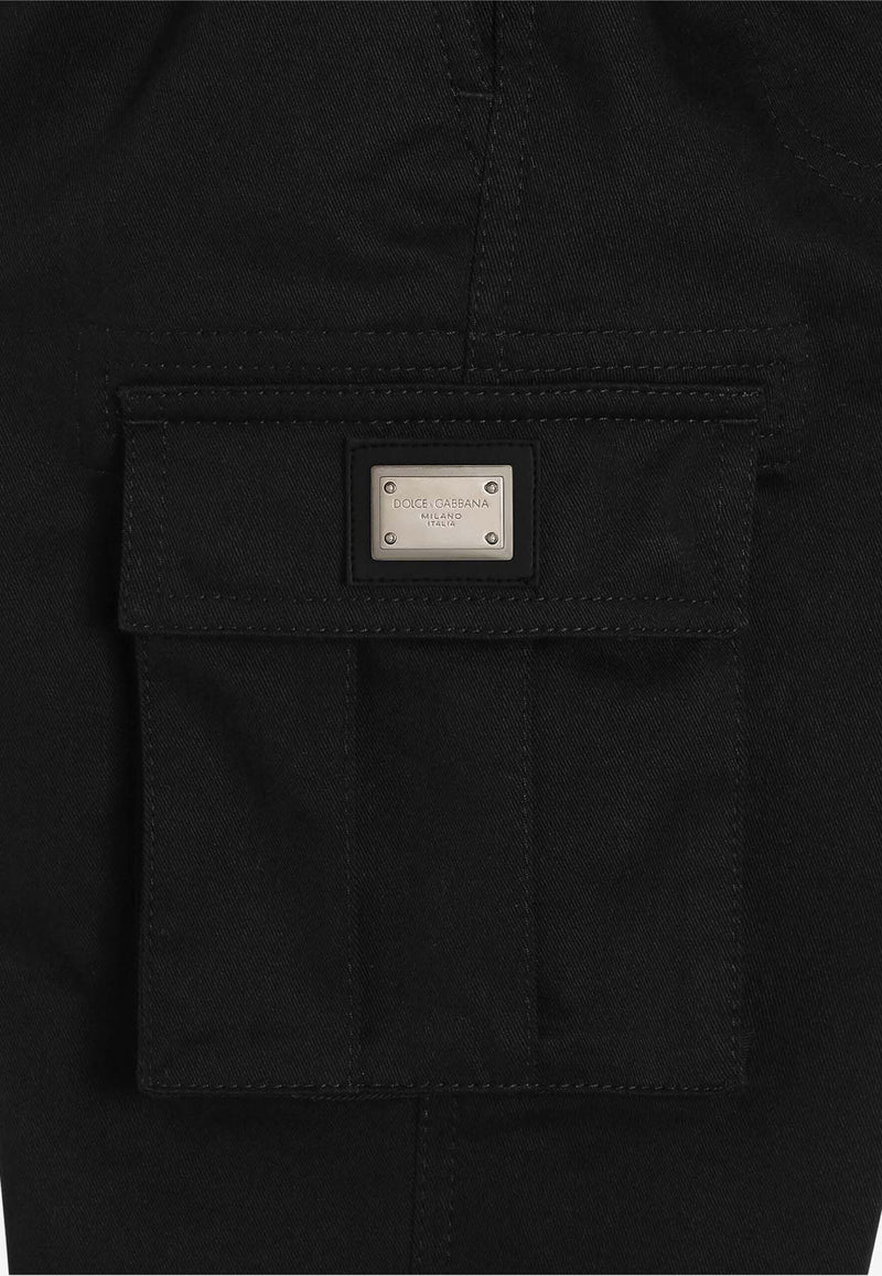 Dolce & Gabbana Kids Boys Logo Plaque Cargo Pants Black L44P81 FUFL3 N0000