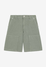 Dolce & Gabbana Kids Boys Logo Plaque Carpenter Shorts Green L44Q04 LY104 V3732