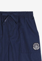 Dolce & Gabbana Kids Boys Logo Patch Poplin Bermuda Shorts Blue L44Q11 FU5V2 B0013