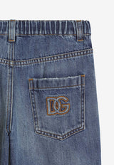 Dolce & Gabbana Kids Boys DG Logo Denim Shorts Denim L44Q31 LDE06 S9000