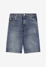 Dolce & Gabbana Kids Boys DG Logo Denim Shorts Denim L44Q31 LDE06 S9000