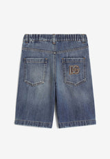 Dolce & Gabbana Kids Boys DG Logo Denim Shorts Denim L44Q31 LDE06 S9000