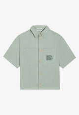 Dolce & Gabbana Kids Boys DG Logo Sateen Shirt Green L44S68 FUFKA V9517