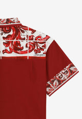 Dolce & Gabbana Kids Boys Majolica Print Short-Sleeved Shirt Red L44S93 G7P5E S9000