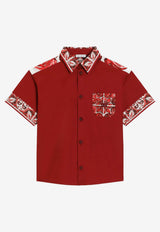 Dolce & Gabbana Kids Boys Majolica Print Short-Sleeved Shirt Red L44S93 G7P5E S9000