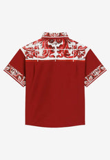 Dolce & Gabbana Kids Boys Majolica Print Short-Sleeved Shirt Red L44S93 G7P5E S9000