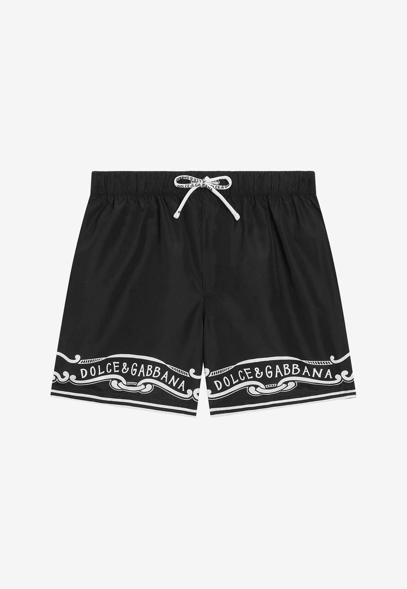Dolce & Gabbana Kids Boys Bandanna Print Swim Shorts Black L4J818 ON04M HN9OA