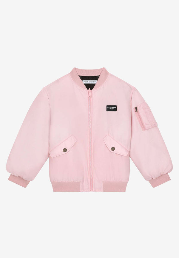 Dolce & Gabbana Kids Boys Logo Tag Bomber Jacket L4JB5T G7M4O F0662 Pink