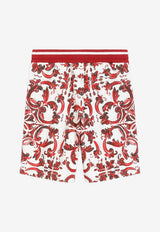 Dolce & Gabbana Kids Boys Majolica Print Bermuda Shorts Multicolor L4JQR4 II7KU IQ5DQ