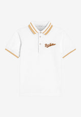 Dolce & Gabbana Kids Boys Logo Embroidered Piqué Polo T-shirt White L4JT8V G7PWS W0800
