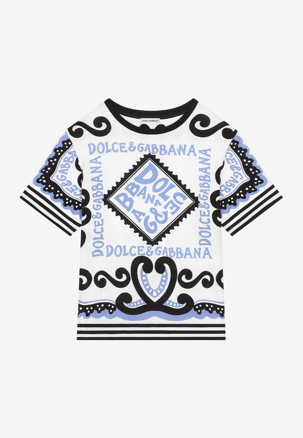 Dolce & Gabbana Kids Boys Marina-Printed Crewneck T-shirt L4JTBL G7L0B HC4XR