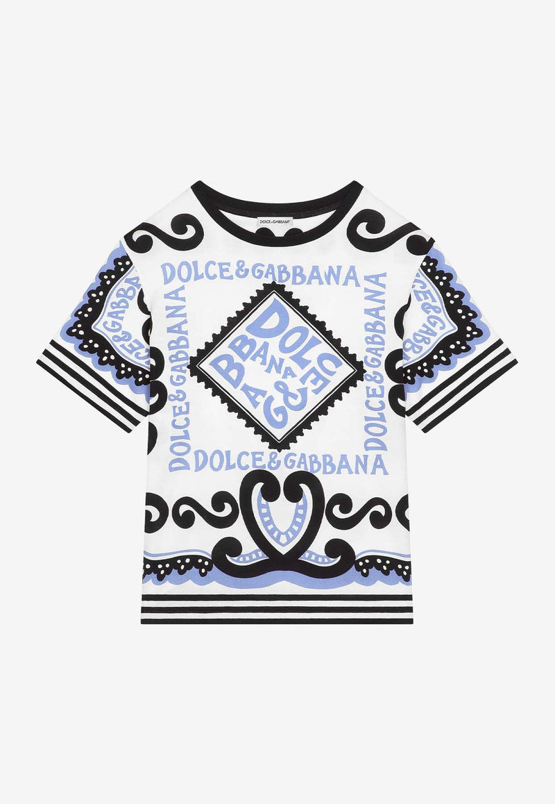 Dolce & Gabbana Kids Boys Marina-Printed Crewneck T-shirt L4JTBL G7L0B HC4XR