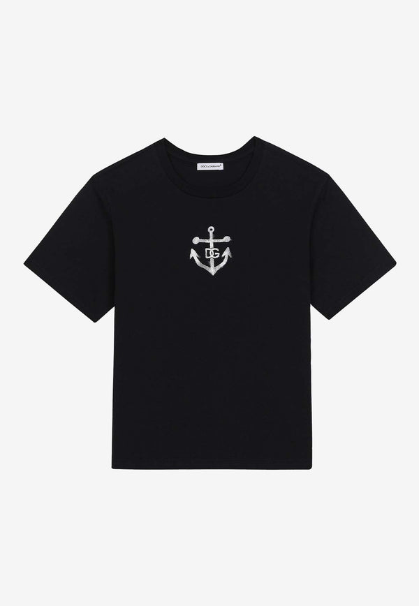 Dolce & Gabbana Kids Boys Anchor-Printed Crewneck T-shirt L4JTBL G7L0G B0665