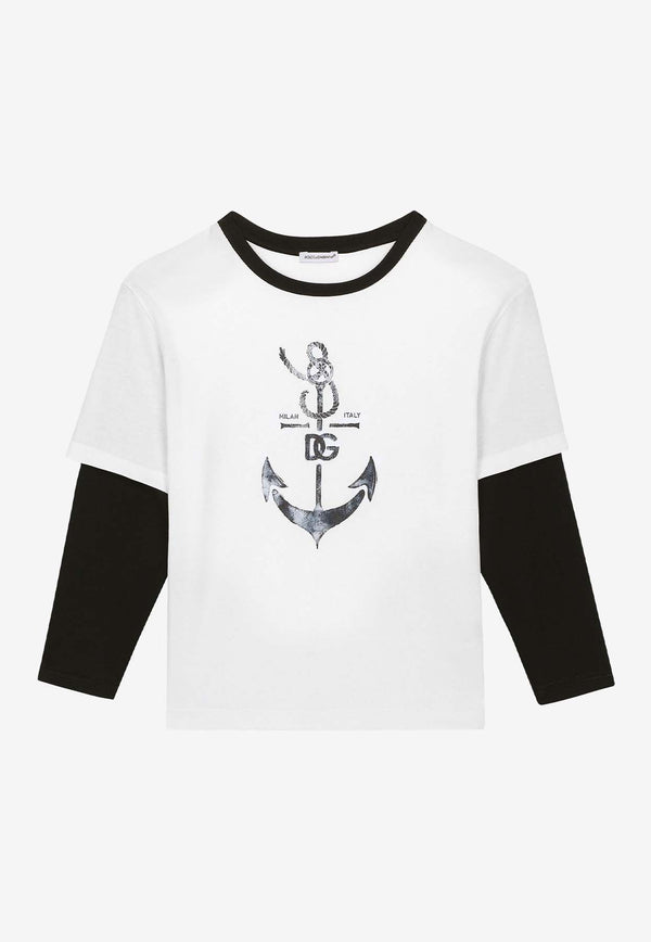 Dolce & Gabbana Kids Boys Anchor Print Long-Sleeved T-shirt L4JTCY G7L1C S9000