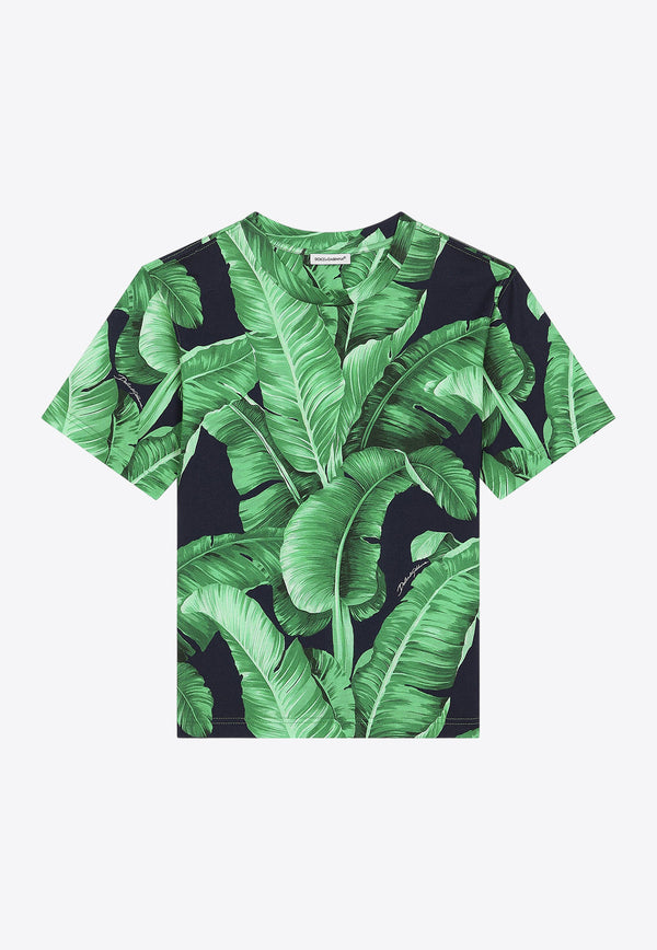 Dolce & Gabbana Kids Boys Banana Tree Print T-shirt L4JTDS HS7NG H4005 Multicolor