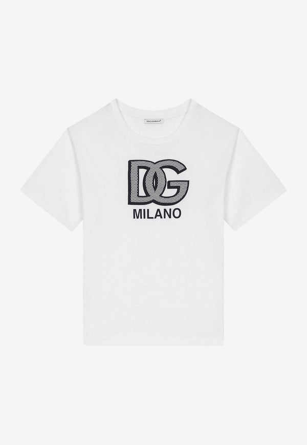 Dolce & Gabbana Kids Boys DG Logo Print T-shirt L4JTEY G7L4Q S9000 White