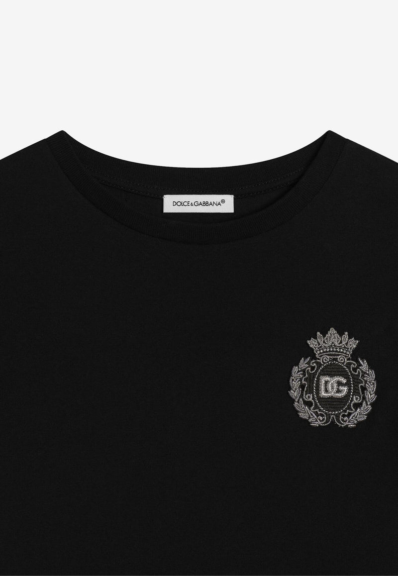 Dolce & Gabbana Kids Boys DG Crown Patch T-shirt Black L4JTHU G7O6O N0000