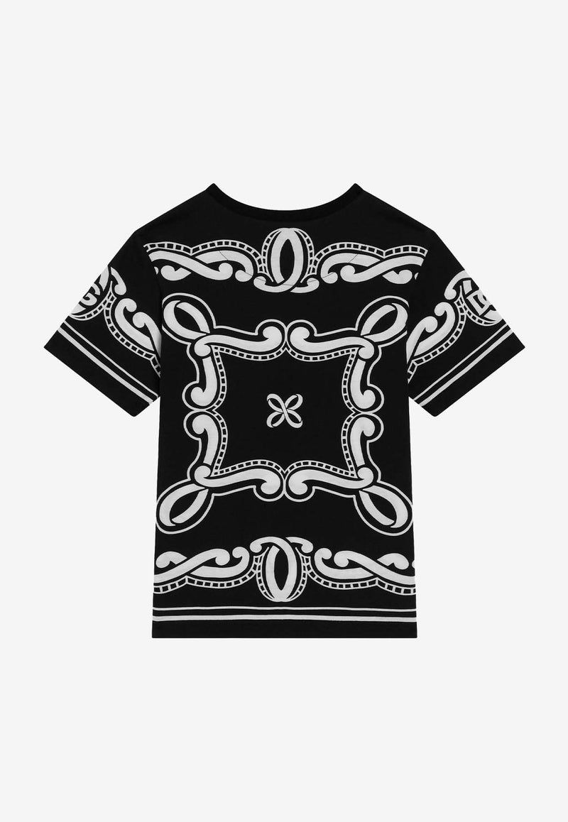 Dolce & Gabbana Kids Boys Bandanna Print Crewneck T-shirt Black L4JTHU II7FY HN9RA