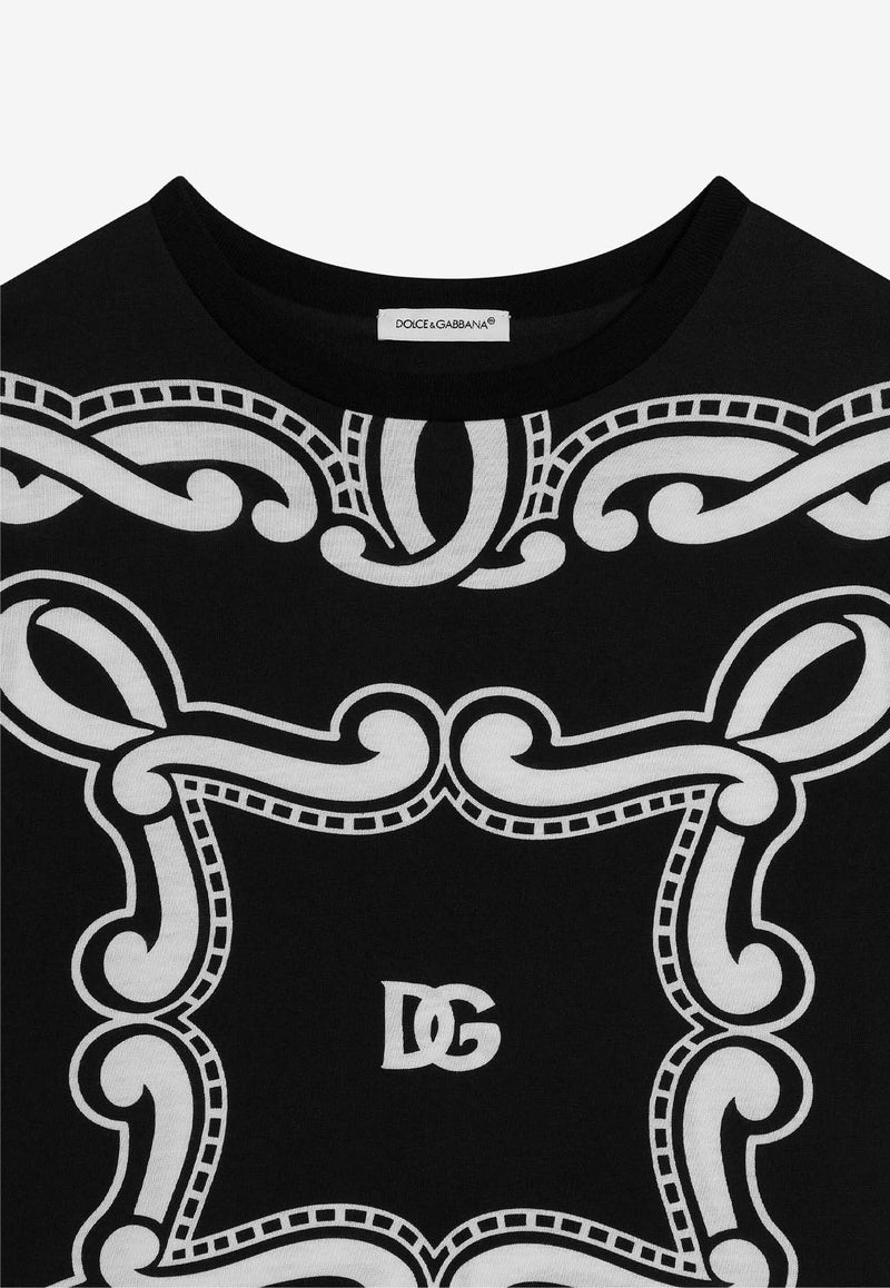 Dolce & Gabbana Kids Boys Bandanna Print Crewneck T-shirt Black L4JTHU II7FY HN9RA