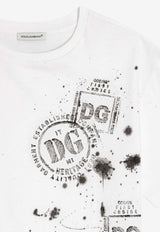 Dolce & Gabbana Kids Boys DG Logo Stamp T-shirt White L4JTHV G7PZC W0111
