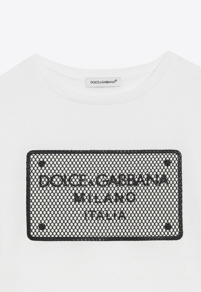Dolce & Gabbana Kids Boys Mesh Logo-Tag T-shirt White L4JTHV G7O0T W0111