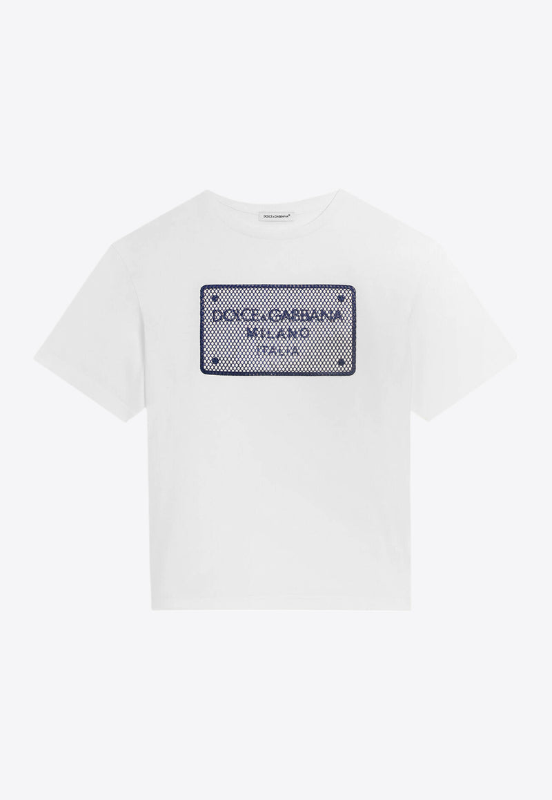 Dolce & Gabbana Kids Boys Mesh Logo-Tag T-shirt White L4JTHV G7O0T W0111