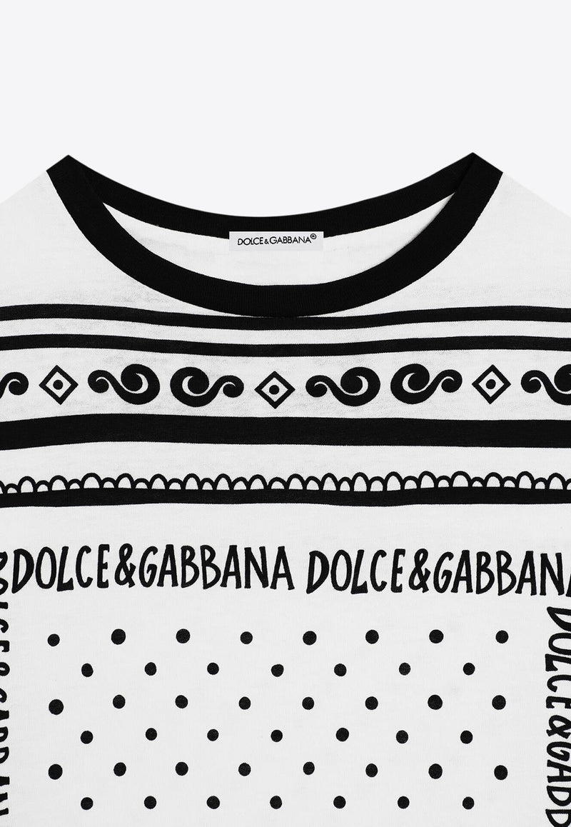Dolce & Gabbana Kids Boys Bandana Print Jersey T-shirt White L4JTHV II7FZ HA9QB