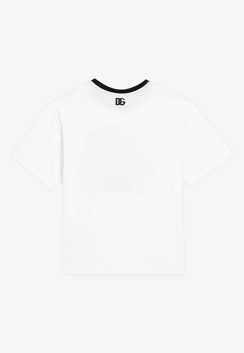 Dolce & Gabbana Kids Boys Logo Print Crewneck T-shirt White L4JTHV G7O6J W0800