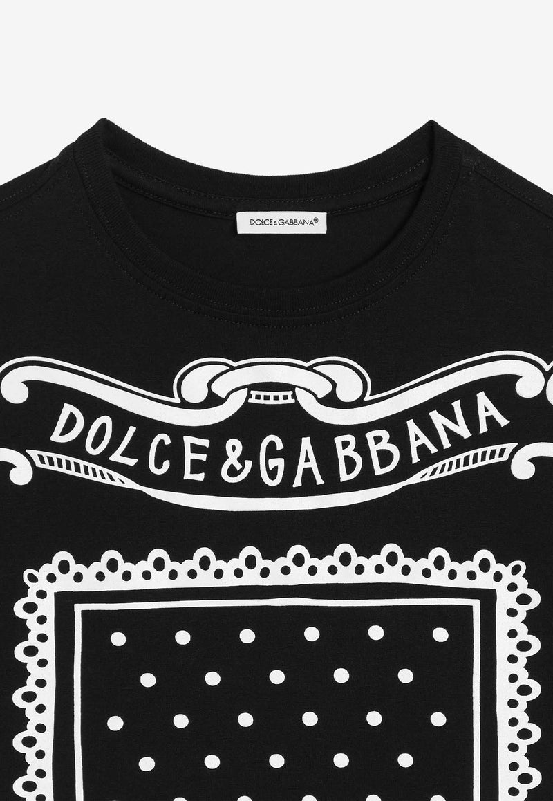 Dolce & Gabbana Kids Boys Bandana Print T-shirt Black L4JTHV G7OK4 N0000