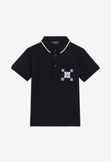 Dolce & Gabbana Kids Boys DG Logo Print Polo T-shirt Blue L4JTIQ G7O9E B0665