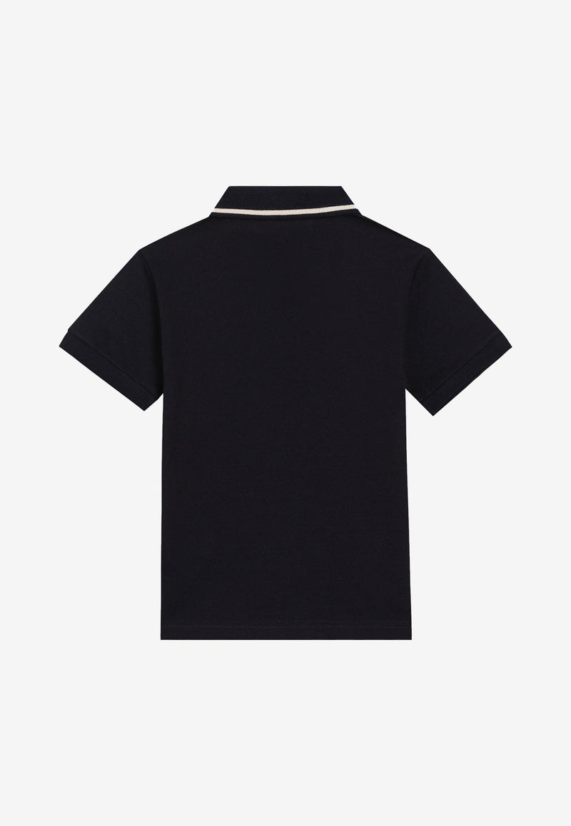 Dolce & Gabbana Kids Boys DG Logo Print Polo T-shirt Blue L4JTIQ G7O9E B0665
