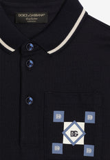 Dolce & Gabbana Kids Boys DG Logo Print Polo T-shirt Blue L4JTIQ G7O9E B0665