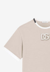 Dolce & Gabbana Kids Boys Embroidered-DG Appliqué T-shirt Beige L4JTJN G7PRI M1217