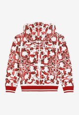 Dolce & Gabbana Kids Boys Majolica Print Zip-Up Hoodie Multicolor L4JWJT II7KU IQ5DQ