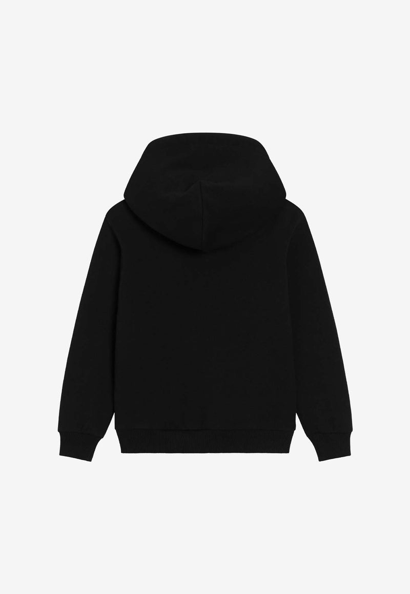 Dolce & Gabbana Kids Boys Embroidered DG Logo Hoodie Black L4JWLI G7OSS N0000