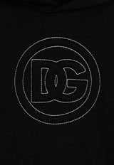 Dolce & Gabbana Kids Boys Embroidered DG Logo Hoodie Black L4JWLI G7OSS N0000