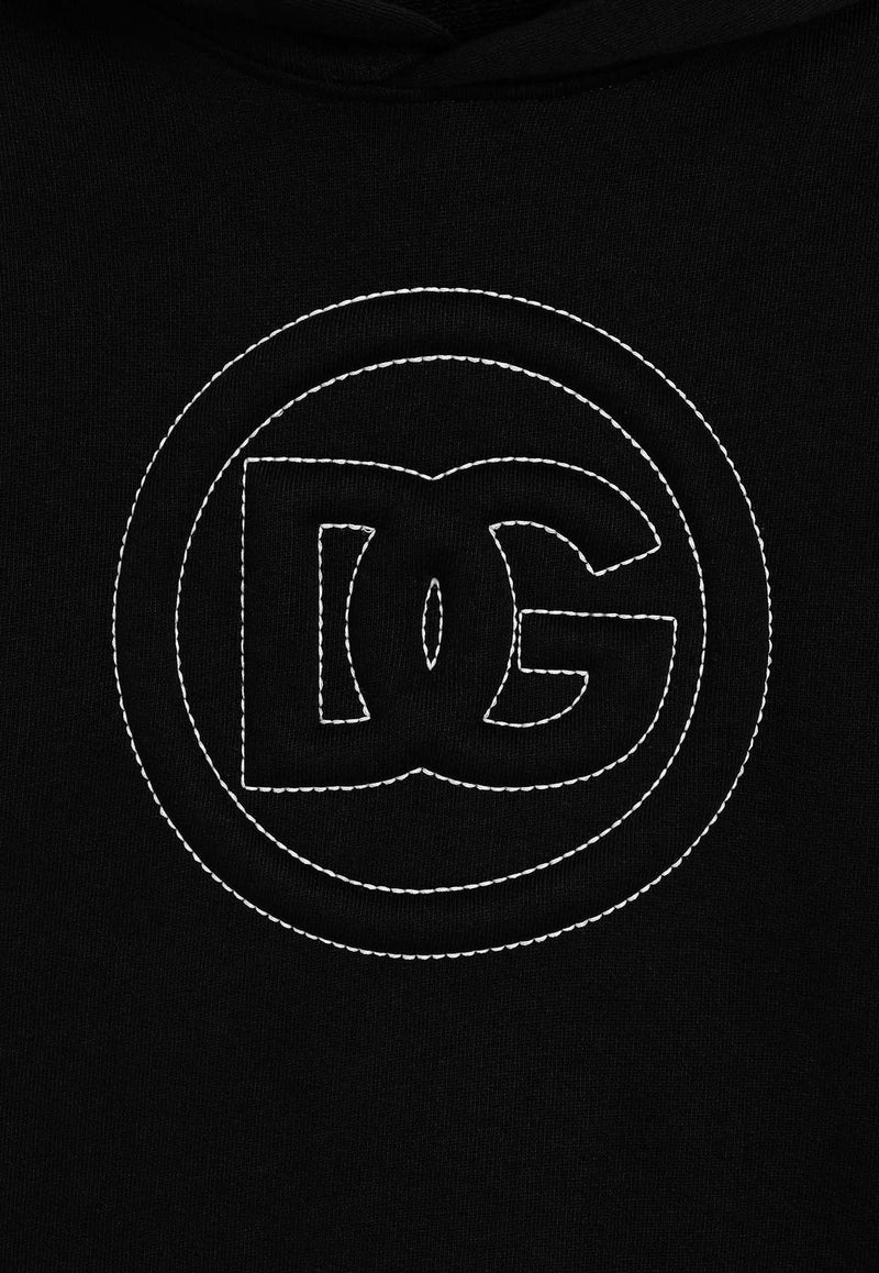 Dolce & Gabbana Kids Boys Embroidered DG Logo Hoodie Black L4JWLI G7OSS N0000