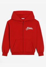 Dolce & Gabbana Kids Boys Signature Logo Zip-Up Hoodie Red L4JWNT G7P4X R2254