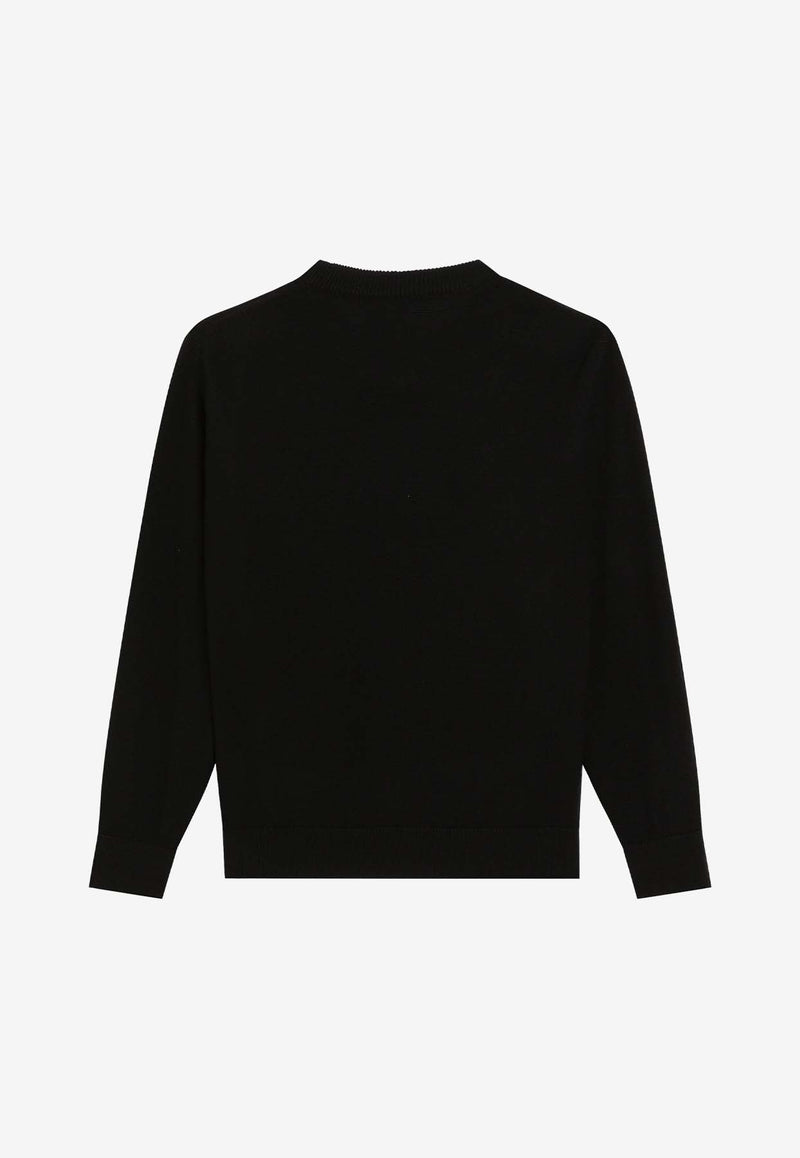 Dolce & Gabbana Kids Boys DG Logo Patch Wool Sweater Black L4KW22 JCVXQ N0000