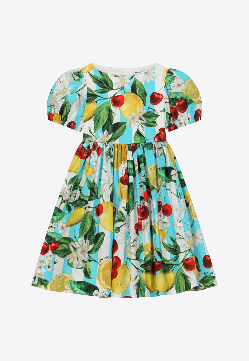 Dolce & Gabbana Kids Girls Lemon and Cherry Print Dress L52DY6 HS5Q6 HD5AL Multicolor