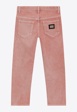 Dolce & Gabbana Kids Girls Logo Tag Denim Pants Pink L52F76 LDD15 S9000