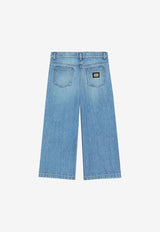 Dolce & Gabbana Kids Girls Logo Plaque Wide-Leg Jeans Blue L52F91 LDD08 S9000