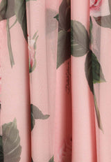 Dolce & Gabbana Kids Rose Print Silk Chiffon Dress Pink L53DE9 IS1X9 HF5IZ