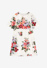 Dolce & Gabbana Kids Girls Flower Bouquet Print Silk Dress Multicolor L53DF0 FSA8P HA5ZO