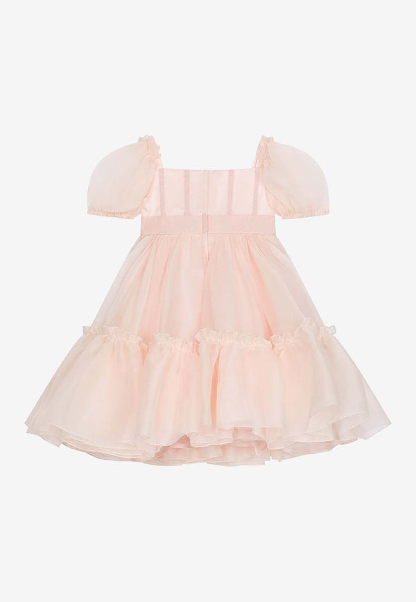 Dolce & Gabbana Kids Girls Flower-Appliqué Silk Organza Dress L53DR0 G7K3L F3721